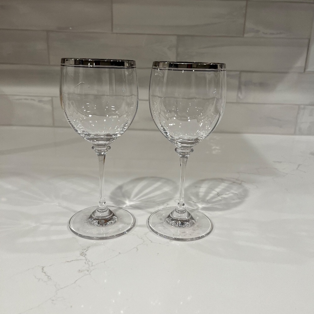 Mikasa Stephanie Platinum Rimmed Wine Glasses; NWOT - Picture 1 of 6
